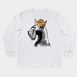 Giant Schnauzer Dog King Queen Wearing Crown Kids Long Sleeve T-Shirt